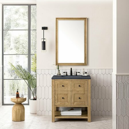 James Martin Vanities Breckenridge 30in Single Vanity, Light Natural Oak w/ 3 CM Charcoal Soapstone Top 330-V30-LNO-3CSP